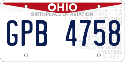 OH license plate GPB4758