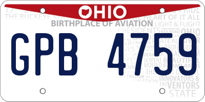 OH license plate GPB4759