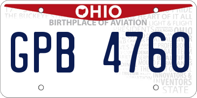 OH license plate GPB4760