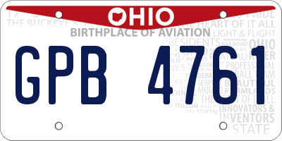 OH license plate GPB4761