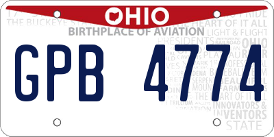 OH license plate GPB4774