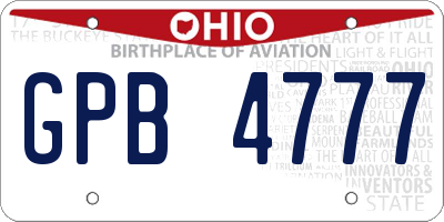 OH license plate GPB4777
