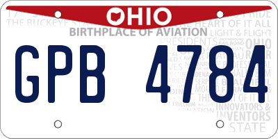 OH license plate GPB4784