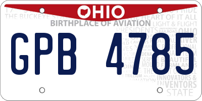 OH license plate GPB4785