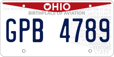 OH license plate GPB4789