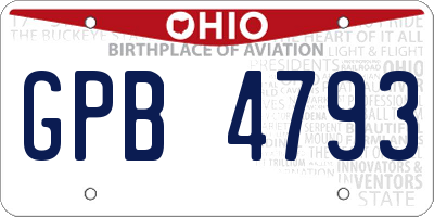 OH license plate GPB4793