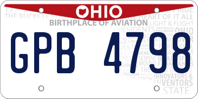 OH license plate GPB4798
