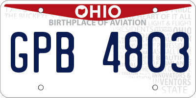 OH license plate GPB4803