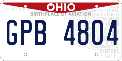 OH license plate GPB4804
