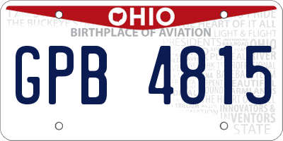 OH license plate GPB4815