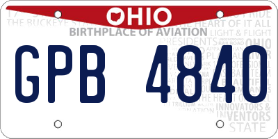OH license plate GPB4840