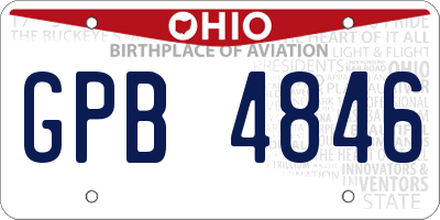 OH license plate GPB4846