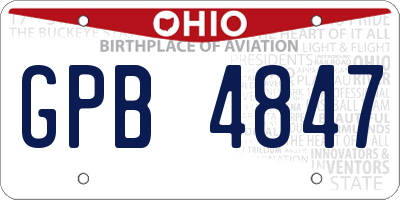 OH license plate GPB4847