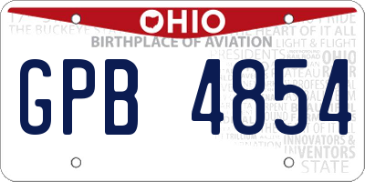OH license plate GPB4854
