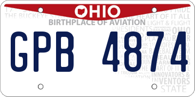 OH license plate GPB4874