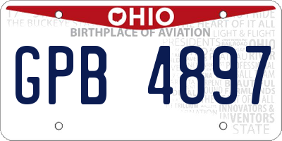 OH license plate GPB4897