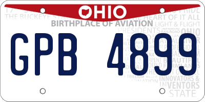 OH license plate GPB4899