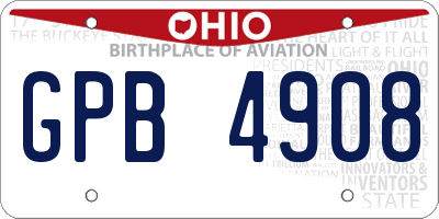 OH license plate GPB4908