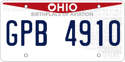 OH license plate GPB4910