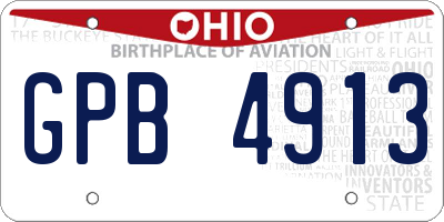 OH license plate GPB4913