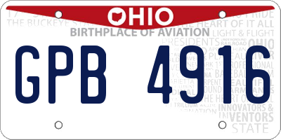OH license plate GPB4916