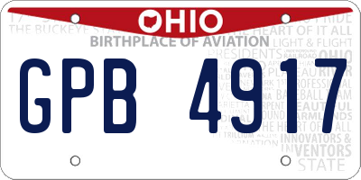 OH license plate GPB4917
