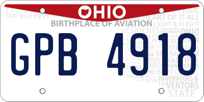 OH license plate GPB4918