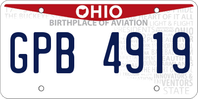 OH license plate GPB4919