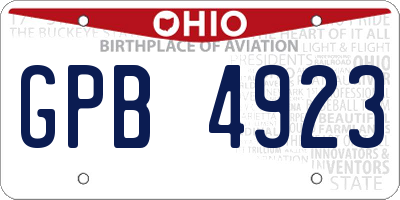OH license plate GPB4923