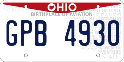 OH license plate GPB4930