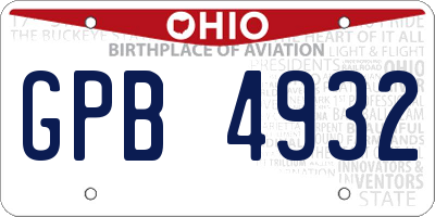 OH license plate GPB4932