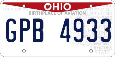 OH license plate GPB4933
