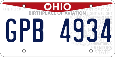 OH license plate GPB4934