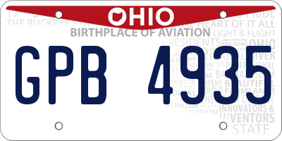OH license plate GPB4935