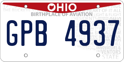 OH license plate GPB4937
