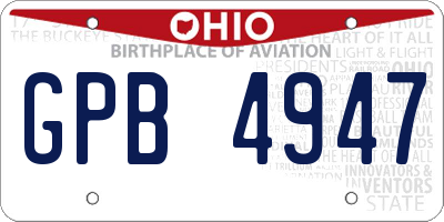 OH license plate GPB4947