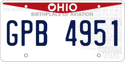 OH license plate GPB4951