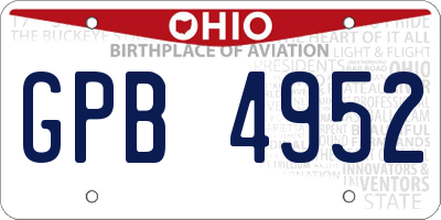 OH license plate GPB4952