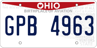 OH license plate GPB4963