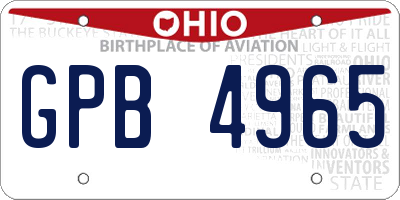 OH license plate GPB4965