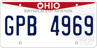 OH license plate GPB4969