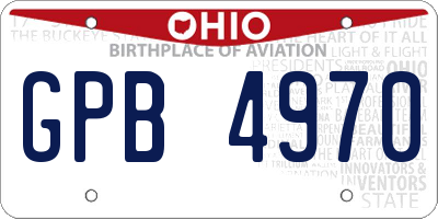 OH license plate GPB4970
