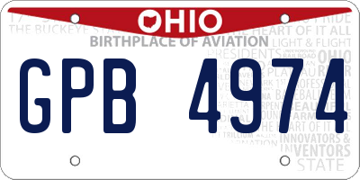 OH license plate GPB4974