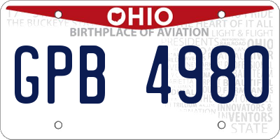 OH license plate GPB4980