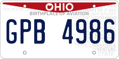 OH license plate GPB4986