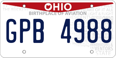 OH license plate GPB4988