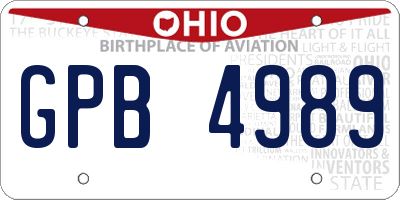 OH license plate GPB4989