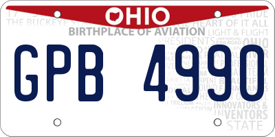 OH license plate GPB4990