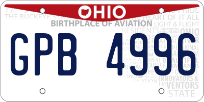 OH license plate GPB4996