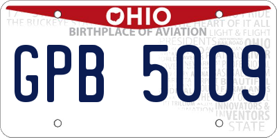 OH license plate GPB5009